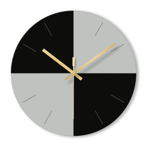 Tempered glass wall clock (Option: 2Style)