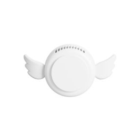Creative Outdoor Hanging Neck Fan Big Wind Little Angel Mini Fan Portable Silent Fan Gift Customization (Option: White-USB)