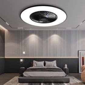Simple Invisible Fan Light Smart Bedroom Ceiling Light (Color: Black)
