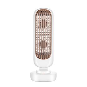 New Double-leaf Tower Fan Office Desktop Small Fan Spot Cross-border Vertical Portable Rechargeable Usb Electric Fan (Option: White-USB)