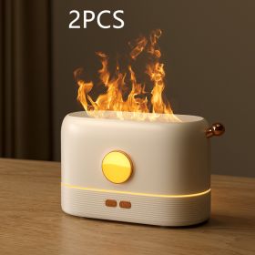 Simulation Flame Usb Humidifier Home Desktop Fragrance Diffuser (Option: White 2PCS-USB)