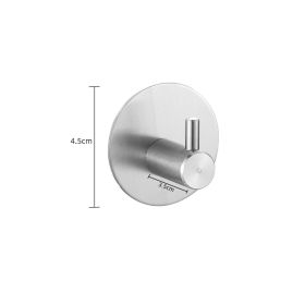 Nail-free Stainless Steel Single Hook Alumimum Hook Towel Self-adhesive Hook Single Hook (Option: Round Brushed Stainless Steel)