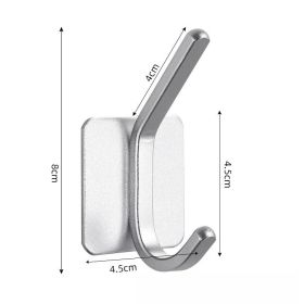 Nail-free Stainless Steel Single Hook Alumimum Hook Towel Self-adhesive Hook Single Hook (Option: High And Low Silver Aluminum)