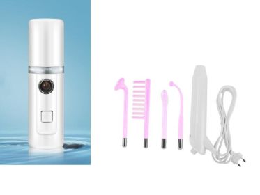 High Frequency Facial Machine Electrode Wand Glass Tube Electrotherapy (Option: White set-Purple EU)
