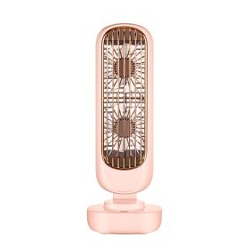 New Double-leaf Tower Fan Office Desktop Small Fan Spot Cross-border Vertical Portable Rechargeable Usb Electric Fan (Option: Pink-USB)
