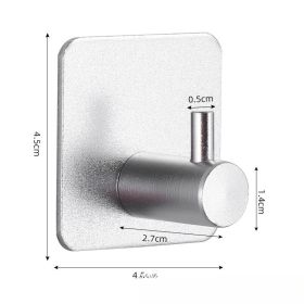 Nail-free Stainless Steel Single Hook Alumimum Hook Towel Self-adhesive Hook Single Hook (Option: Low Silver Aluminum Hook)
