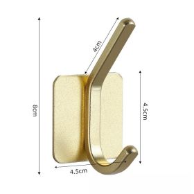 Nail-free Stainless Steel Single Hook Alumimum Hook Towel Self-adhesive Hook Single Hook (Option: High And Low Golden Aluminum)