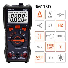 AC/DC Digital Multimeter Voltage/Current NCV Professional Portable Multimeter (Option: Black-RM113D)