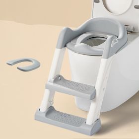 Stair-type Male And Female Baby Ladder Folding Rack Ring Cushion Child Toilet (Option: Milk white pu cushion)