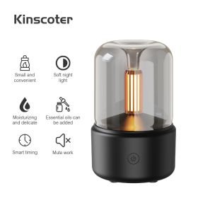 Creative Simulation Candle Light Aroma Diffuser Home (Option: Black-USB)