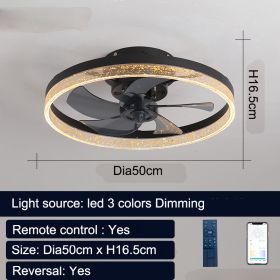 Remote Control Nordic Ceiling Fan Lamp Restaurant 110V (Option: Black50cm-110V)