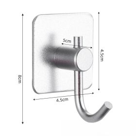 Nail-free Stainless Steel Single Hook Alumimum Hook Towel Self-adhesive Hook Single Hook (Option: Trunk Silver Aluminum Hook)