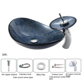 Pure Color Tempered Glass Table Basin Simple Art Bathroom Inter-platform (Option: 079 Suit)