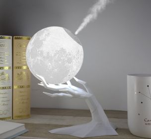 Creative Humidifier Ins Aromatherapy Moon Night Light (Option: Light Grey-USB)
