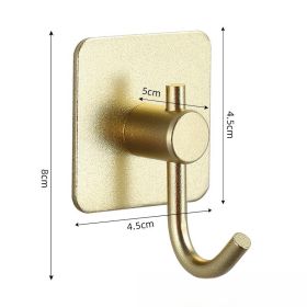 Nail-free Stainless Steel Single Hook Alumimum Hook Towel Self-adhesive Hook Single Hook (Option: Trunk Gold Aluminum Hook)