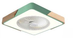 Rotating Air Guide Electric Hanging Fan Lamp (Option: Square green-220V infinity)