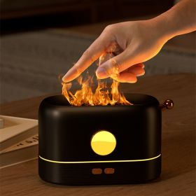 Simulation Flame Usb Humidifier Home Desktop Fragrance Diffuser (Option: Black-USB)