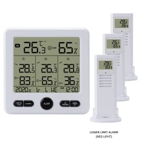 Weather Station Wireless Digital Indoor/Outdoor Forecast Temperature Humidity Meter LCD Display Thermometer Hygrometer (Color: White 3 sensors)