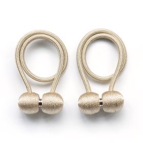 2Pcs Magnetic Curtain Ball Rods Accessoires Backs Holdbacks Buckle Clips Hook Holder Home Decor Tiebacks Tie Rope Accessory (Color: Beige)