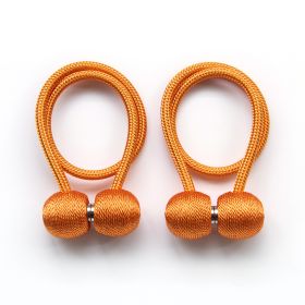 2Pcs Magnetic Curtain Ball Rods Accessoires Backs Holdbacks Buckle Clips Hook Holder Home Decor Tiebacks Tie Rope Accessory (Color: Orange)