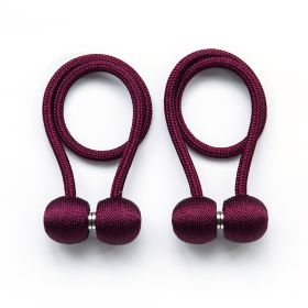 2Pcs Magnetic Curtain Ball Rods Accessoires Backs Holdbacks Buckle Clips Hook Holder Home Decor Tiebacks Tie Rope Accessory (Color: claret)