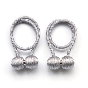 2Pcs Magnetic Curtain Ball Rods Accessoires Backs Holdbacks Buckle Clips Hook Holder Home Decor Tiebacks Tie Rope Accessory (Color: Grey)
