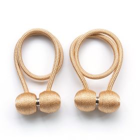 2Pcs Magnetic Curtain Ball Rods Accessoires Backs Holdbacks Buckle Clips Hook Holder Home Decor Tiebacks Tie Rope Accessory (Color: Camel)