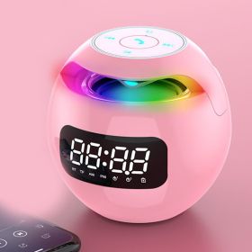 Wireless Portable Speaker With Clock Alarm & Human Body Induction, Color Atmosphere Light, Waterproof Small Speaker With Light Card (Color: Pink)