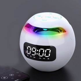 Wireless Portable Speaker With Clock Alarm & Human Body Induction, Color Atmosphere Light, Waterproof Small Speaker With Light Card (Color: White)