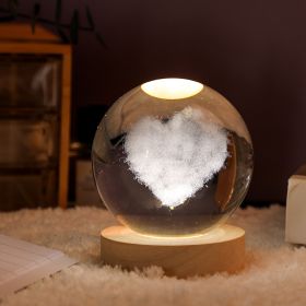 1pc Creative Crystal Ball Decoration; Desktop Night Light; Bedroom Night Light Valentine's Day Gifts Birthday Gifts (Items: 8cm Love Cloud)