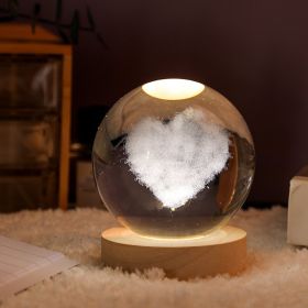 1pc Creative Crystal Ball Decoration; Desktop Night Light; Bedroom Night Light Valentine's Day Gifts Birthday Gifts (Items: 8cm Love Cloud)