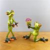 NORTHEUINS Resin Leggy Couple Frog Figurine Modern Creative Wedding Animal Statue for Interior Home Desktop Decor Accessories