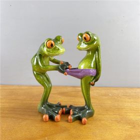 NORTHEUINS Resin Leggy Couple Frog Figurine Modern Creative Wedding Animal Statue for Interior Home Desktop Decor Accessories (Color: A)