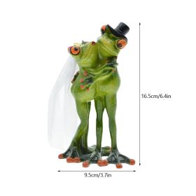 NORTHEUINS Resin Leggy Couple Frog Figurine Modern Creative Wedding Animal Statue for Interior Home Desktop Decor Accessories (Color: B)