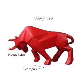 NORTHEUINS 35cm Resin OX Figurines for Interior Wall Street Bull Wealth Statue Home Living Room Office Mascot Desktop Decoration (Color: Red)