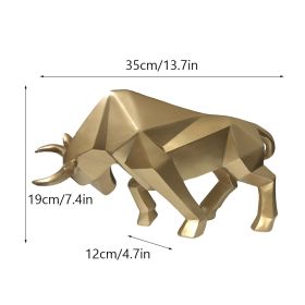 NORTHEUINS 35cm Resin OX Figurines for Interior Wall Street Bull Wealth Statue Home Living Room Office Mascot Desktop Decoration (Color: Golden)
