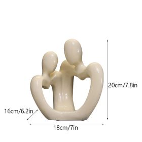 NORTHEUINS Ceramic Abstract Couple Statue European Figure Lover Figurines for Anniversary Collection Home Living Room Decoration (Color: B)