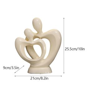 NORTHEUINS Ceramic Abstract Couple Statue European Figure Lover Figurines for Anniversary Collection Home Living Room Decoration (Color: A)