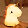 Cute Silicone LED Night Light Unicorn Deer For Kids USB Rechargeable Animal Dinosaur Bedroom Decor Touch Night Lamp For Gifts