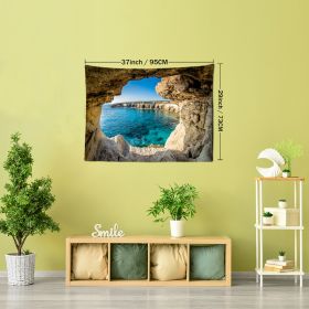 1pc Mountain Cave Seaside Landscape Tapestry Natural Scenery Bohemian Decoration; Free Installation Package Home Decor Living Room Bedroom Decoration (Color: Cave Seaside Scenery)