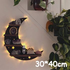 Wooden Wall Shelf Home Decoration Organizer Moon Butterfly Cat Bedroom Room Decor Storage Rack Wall-mount Display Stand Shelves (Color: moon)