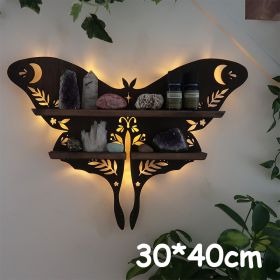 Wooden Wall Shelf Home Decoration Organizer Moon Butterfly Cat Bedroom Room Decor Storage Rack Wall-mount Display Stand Shelves (Color: moth)