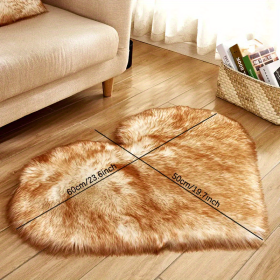 1pc Heart-Shaped Faux Sheepskin Area Rug - Soft and Plush Carpet for Home, Bedroom, Nursery, and Kid's Room - Perfect for Home Decor and Comfort (Color: White Yellow Tip)