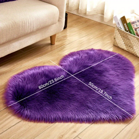 1pc Heart-Shaped Faux Sheepskin Area Rug - Soft and Plush Carpet for Home, Bedroom, Nursery, and Kid's Room - Perfect for Home Decor and Comfort (Color: Purple)
