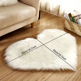 1pc Heart-Shaped Faux Sheepskin Area Rug - Soft and Plush Carpet for Home, Bedroom, Nursery, and Kid's Room - Perfect for Home Decor and Comfort (Color: White)