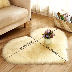 1pc Heart-Shaped Faux Sheepskin Area Rug - Soft and Plush Carpet for Home, Bedroom, Nursery, and Kid's Room - Perfect for Home Decor and Comfort (Color: Light Yellow)