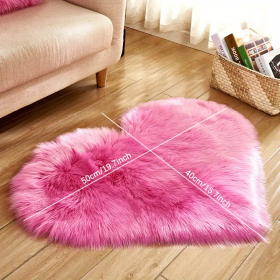 1pc Heart-Shaped Faux Sheepskin Area Rug - Soft and Plush Carpet for Home, Bedroom, Nursery, and Kid's Room - Perfect for Home Decor and Comfort (Color: Rose Red)