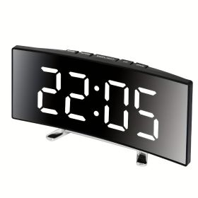 1pc Led Alarm Clock, Mirror Curved Screen, Digital Alarm Clock With Sleep Temperature For Students Bedroom, Living Room, Office And School (Color: Curved Mirror Surface - White)