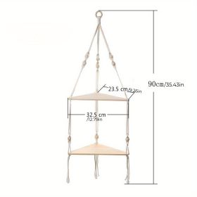 1pc Handwoven Wooden Triangle Storage Rack for Flower Pots, Pendants, and Room Decor - Stylish and Functional Home Decor (Style: B)