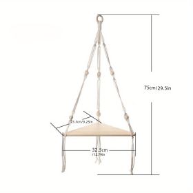 1pc Handwoven Wooden Triangle Storage Rack for Flower Pots, Pendants, and Room Decor - Stylish and Functional Home Decor (Style: A)